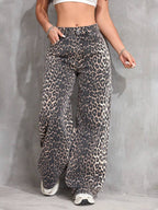 SHEIN ICON Women's Loose Fit Wide Leg Pockets Casual Versatile Jeans Pants