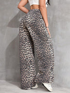 SHEIN ICON Women's Loose Fit Wide Leg Pockets Casual Versatile Jeans Pants