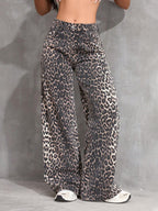 SHEIN ICON Women's Loose Fit Wide Leg Pockets Casual Versatile Jeans Pants