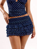 SHEIN BAE Women's Fashionable Sexy Multi-Layer Ruffle Hem Mini Skirt, Summer,Valentine's Day,Valentine Outfits For Women