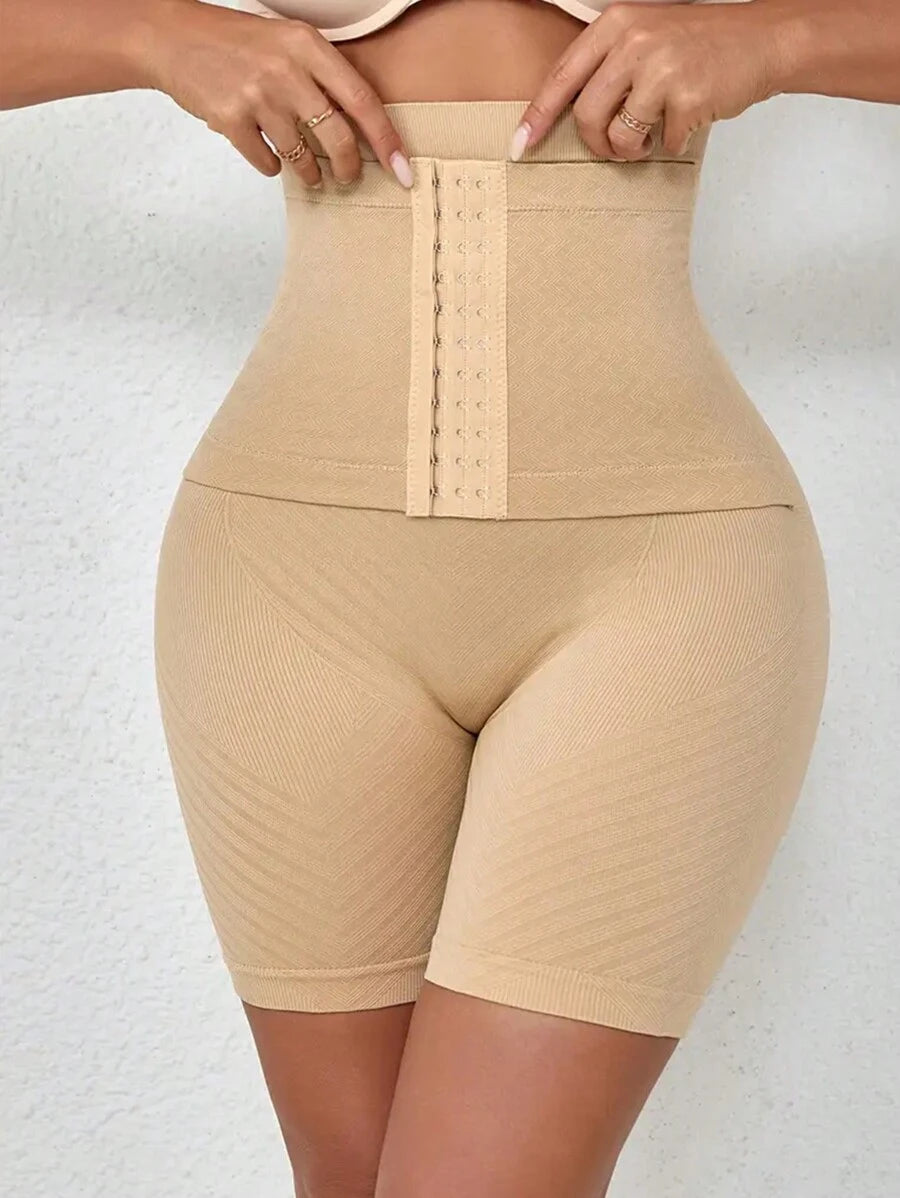 1pc Seamless High Waist Button Closure Tummy Control Panty, Postpartum Shaping Waist Slimming Shorts, Autumn/Winter Underwear