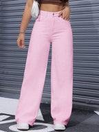 SHEIN ICON Casual Relaxed-Fit High-Waist Straight Leg Denim Jeans