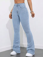 Flexra Women Flared Pocket Casual All-Match Denim Flared Jeans Y2k Bootcut Jeans