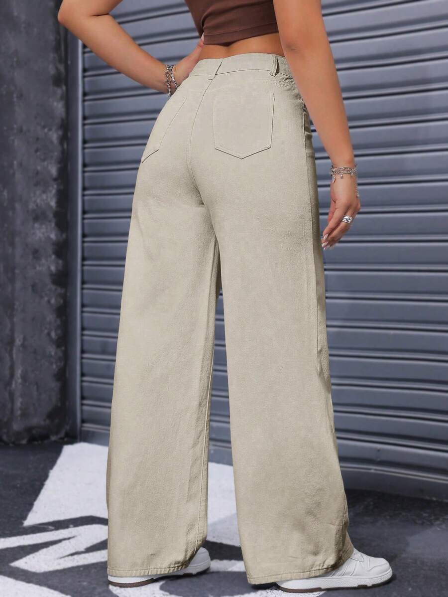SHEIN ICON Casual Relaxed-Fit High-Waist Straight Leg Denim Jeans
