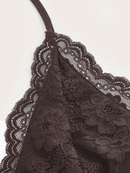 ROMWE PUNK Contrast Lace Ruched Halter Top