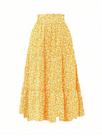 Women's Ditsy Floral Layered Ruffle Elastic Waist Vacation Skirt