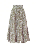 Women's Ditsy Floral Layered Ruffle Elastic Waist Vacation Skirt