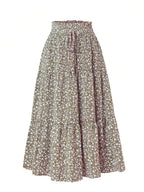Women's Ditsy Floral Layered Ruffle Elastic Waist Vacation Skirt