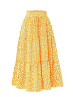 Women's Ditsy Floral Layered Ruffle Elastic Waist Vacation Skirt