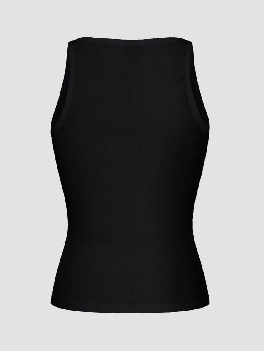 Chiquease Sexy Sleeveless Knitted Crop Top, Fitted Sports Camisole