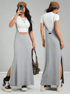 Coolane Women's Spring And Summer Vintage Going Out Date Night Sportswear Athleisure Basic Grey Midi Dress
