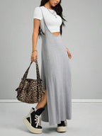Coolane Women's Spring And Summer Vintage Going Out Date Night Sportswear Athleisure Basic Grey Midi Dress