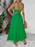 Breezaya Summer Holiday Solid Color Textured Backless Dress For New Year Clothes Maxi Vacation Beach Outfits Women