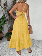 Breezaya Summer Holiday Solid Color Textured Backless Dress For New Year Clothes Maxi Vacation Beach Outfits Women