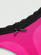 ROMWE J-Fashion 3pcs Y2K Harajuku Leopard Print Mesh & Lace Trim Women Narrow Band Brief Panty Set
