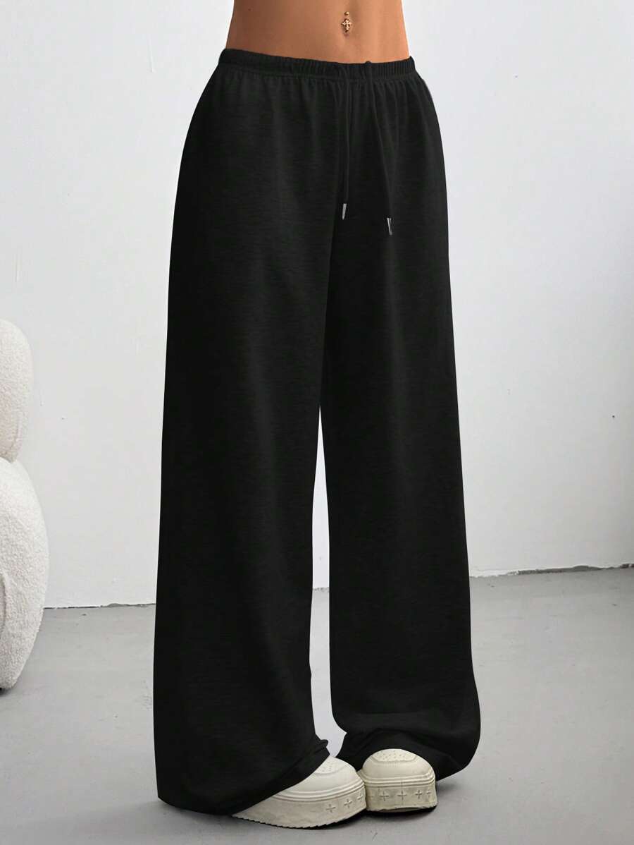 CovetEZ Women's Casual Loose Solid Color Drawstring Waist Sweatpants Wide Leg Sweatpants Graduation,Back To School Outfits,Graduation,Teacher Outfits For Women,Back To School