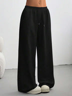 CovetEZ Women's Casual Loose Solid Color Drawstring Waist Sweatpants Wide Leg Sweatpants Graduation,Back To School Outfits,Graduation,Teacher Outfits For Women,Back To School