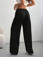 CovetEZ Women's Casual Loose Solid Color Drawstring Waist Sweatpants Wide Leg Sweatpants Graduation,Back To School Outfits,Graduation,Teacher Outfits For Women,Back To School