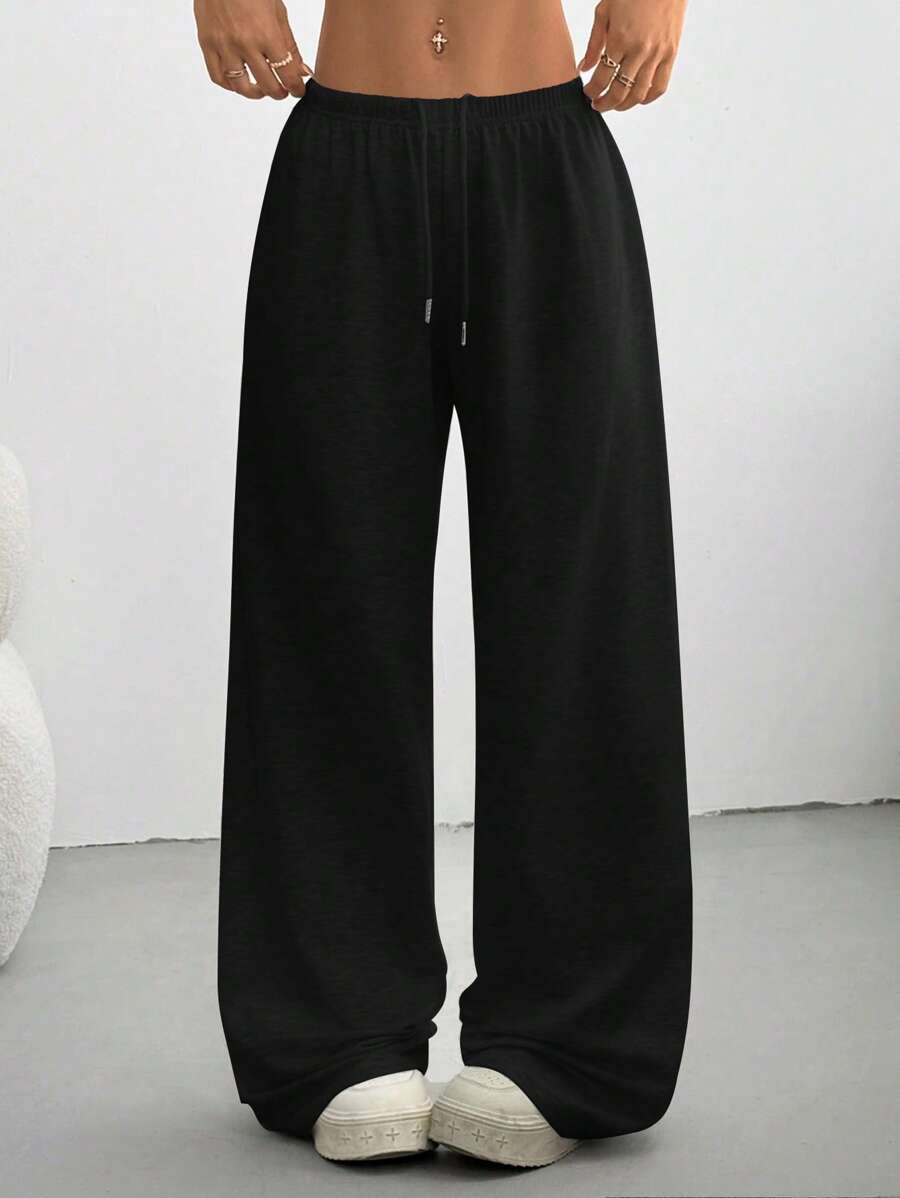 CovetEZ Women's Casual Loose Solid Color Drawstring Waist Sweatpants Wide Leg Sweatpants Graduation,Back To School Outfits,Graduation,Teacher Outfits For Women,Back To School