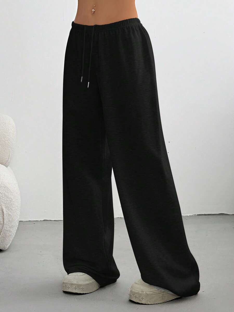CovetEZ Women's Casual Loose Solid Color Drawstring Waist Sweatpants Wide Leg Sweatpants Graduation,Back To School Outfits,Graduation,Teacher Outfits For Women,Back To School
