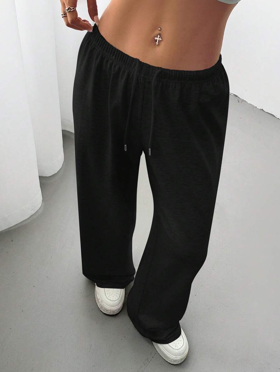 CovetEZ Women's Casual Loose Solid Color Drawstring Waist Sweatpants Wide Leg Sweatpants Graduation,Back To School Outfits,Graduation,Teacher Outfits For Women,Back To School