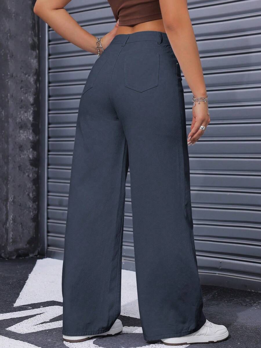 SHEIN ICON Casual Relaxed-Fit High-Waist Straight Leg Denim Jeans