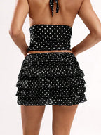 SHEIN BAE Women's Fashionable Sexy Multi-Layer Ruffle Hem Mini Skirt, Summer,Valentine's Day,Valentine Outfits For Women