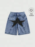 ROMWE Grunge Punk Women Star Low Waist Denim Shorts, School