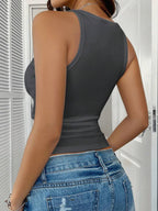Chiquease Sexy Sleeveless Knitted Crop Top, Fitted Sports Camisole