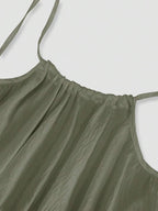 Cévolie Women's Solid Color Open Back Tie Loose Casual Maxi Slip Dress