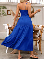 Breezaya Women's Holiday Pleated Cami Dress Maxi Vacation Beach Outfit