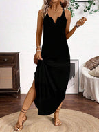 Breezaya Vertical Striped Multi-Colored Spaghetti Strap Dress Maxi Women Outfit