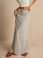 Poéselle Women's Skirt, Floor Length Maxi Skirt, Tie At Waist, Cute Skirt, Low Waist Skirt
