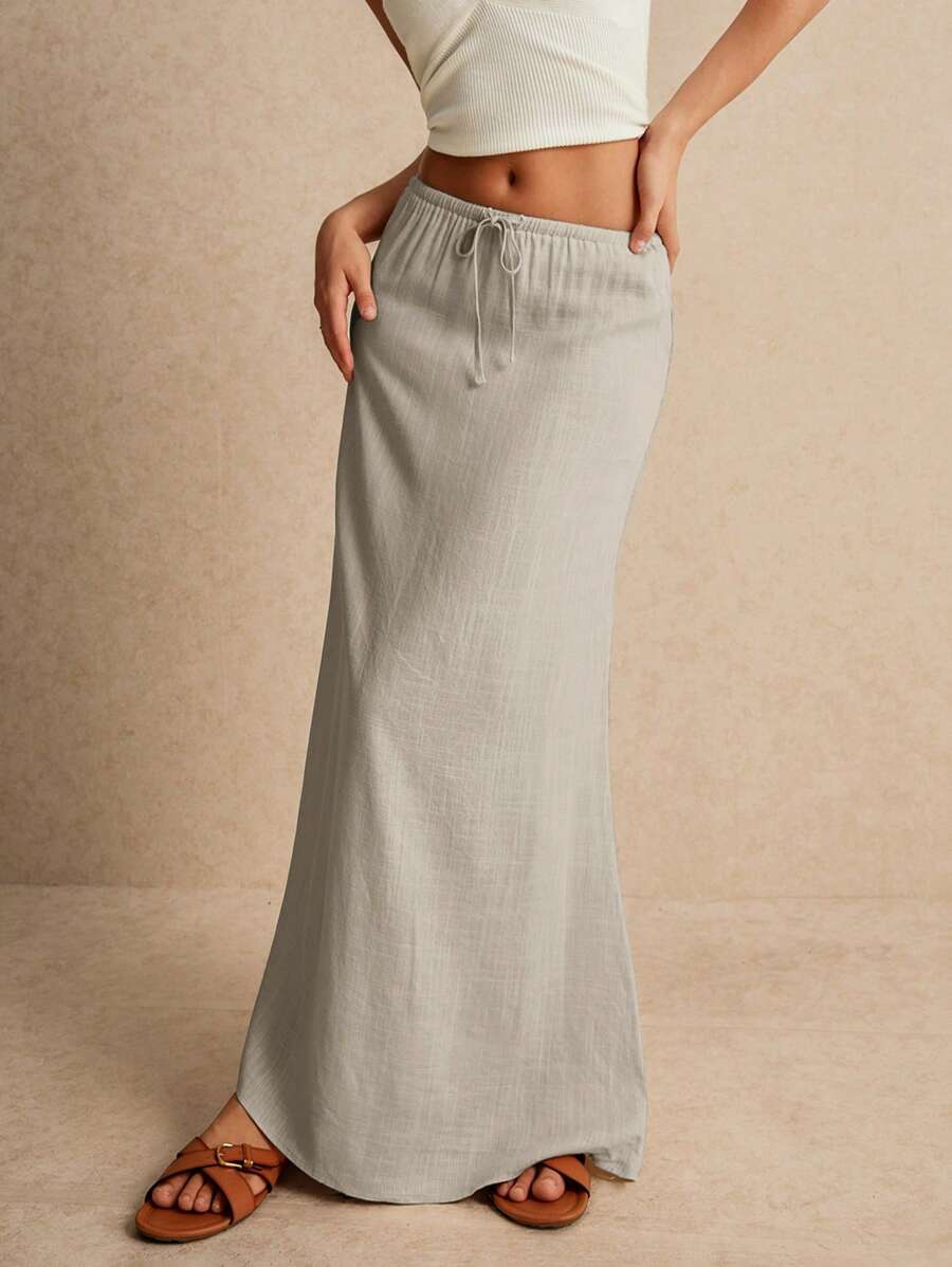 Poéselle Women's Skirt, Floor Length Maxi Skirt, Tie At Waist, Cute Skirt, Low Waist Skirt