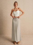 Poéselle Women's Skirt, Floor Length Maxi Skirt, Tie At Waist, Cute Skirt, Low Waist Skirt