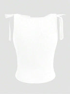 GlowEve Women's Summer Tank Top, Black, Round Neck, Sleeveless, Tie Shoulder Design, Slim Fit, Versatile & Fashionable