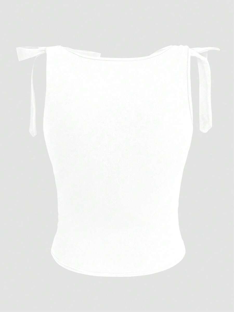 GlowEve Women's Summer Tank Top, Black, Round Neck, Sleeveless, Tie Shoulder Design, Slim Fit, Versatile & Fashionable