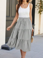 Women's Ditsy Floral Layered Ruffle Elastic Waist Vacation Skirt