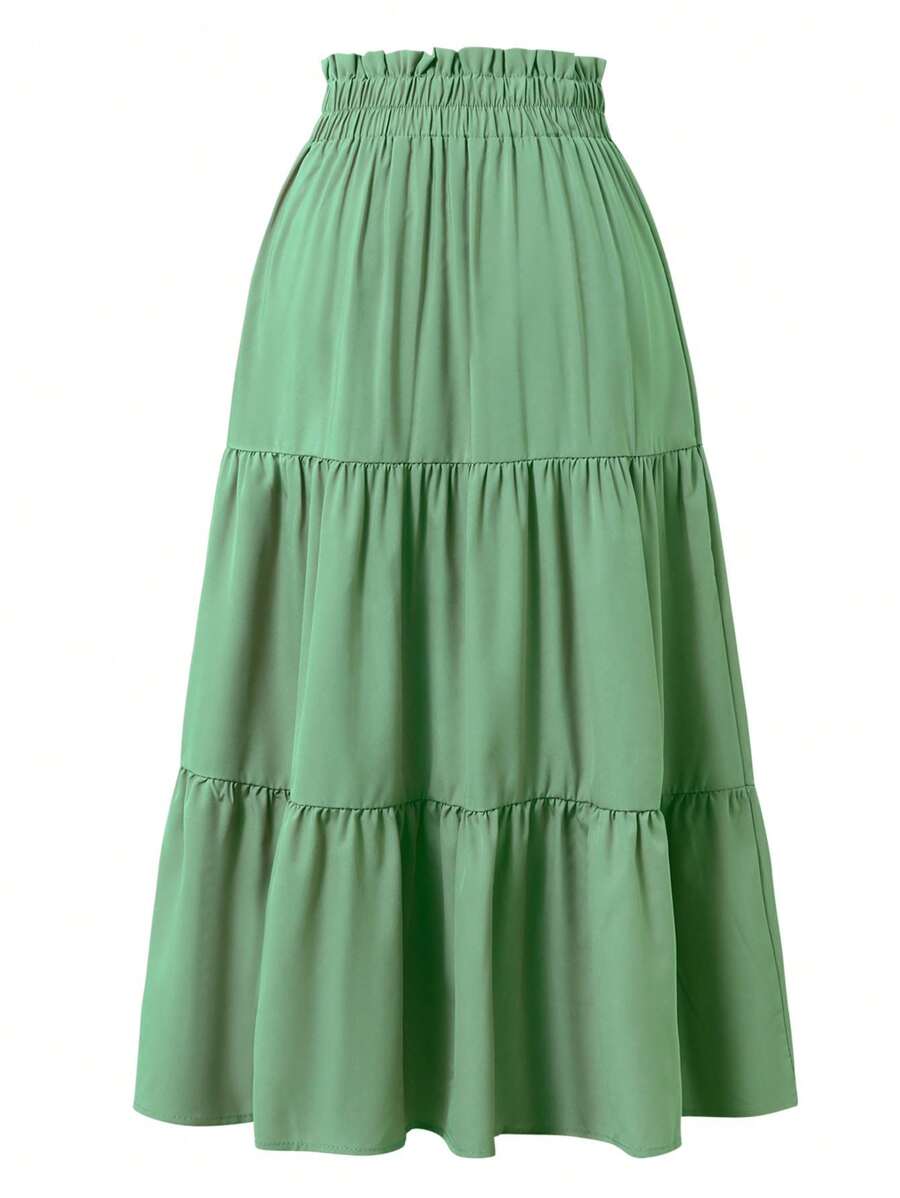 Women's Ditsy Floral Layered Ruffle Elastic Waist Vacation Skirt