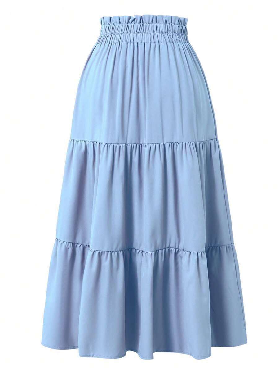 Women's Ditsy Floral Layered Ruffle Elastic Waist Vacation Skirt