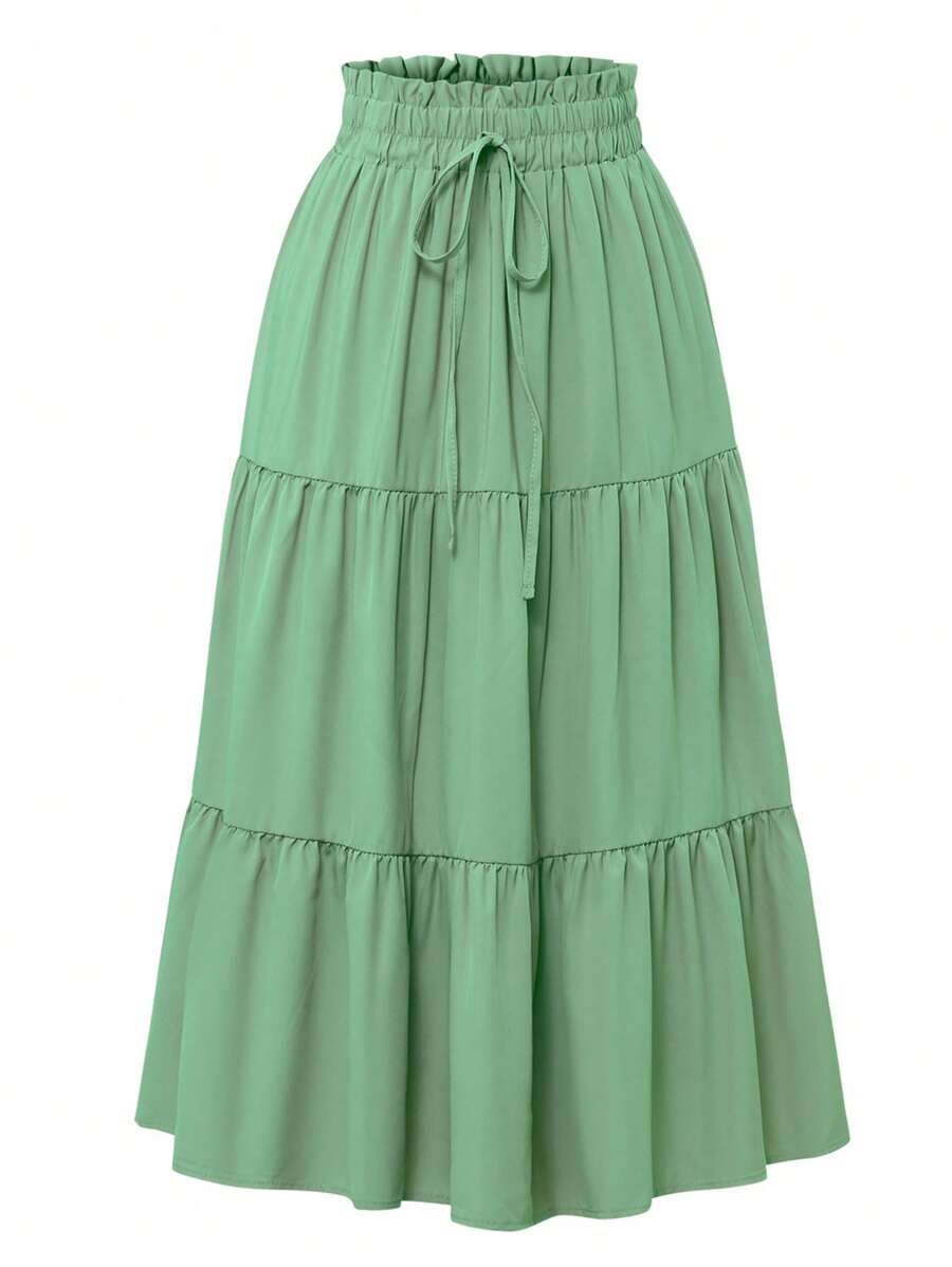 Women's Ditsy Floral Layered Ruffle Elastic Waist Vacation Skirt