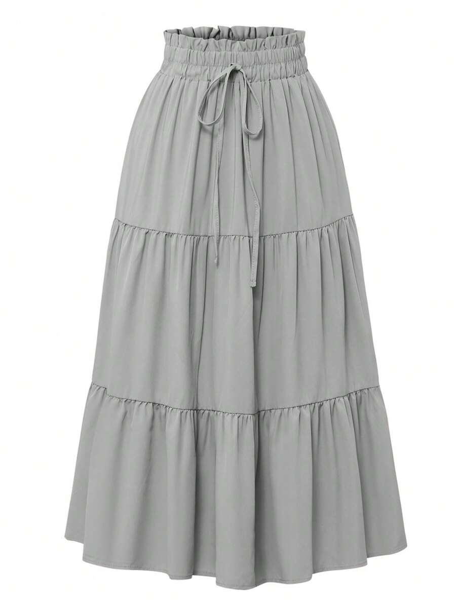 Women's Ditsy Floral Layered Ruffle Elastic Waist Vacation Skirt