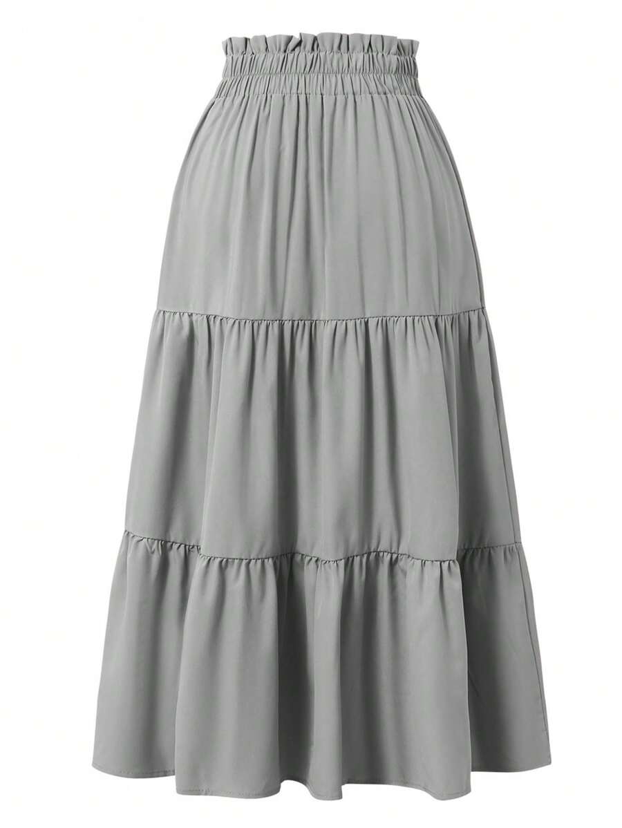 Women's Ditsy Floral Layered Ruffle Elastic Waist Vacation Skirt