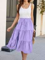 Women's Ditsy Floral Layered Ruffle Elastic Waist Vacation Skirt