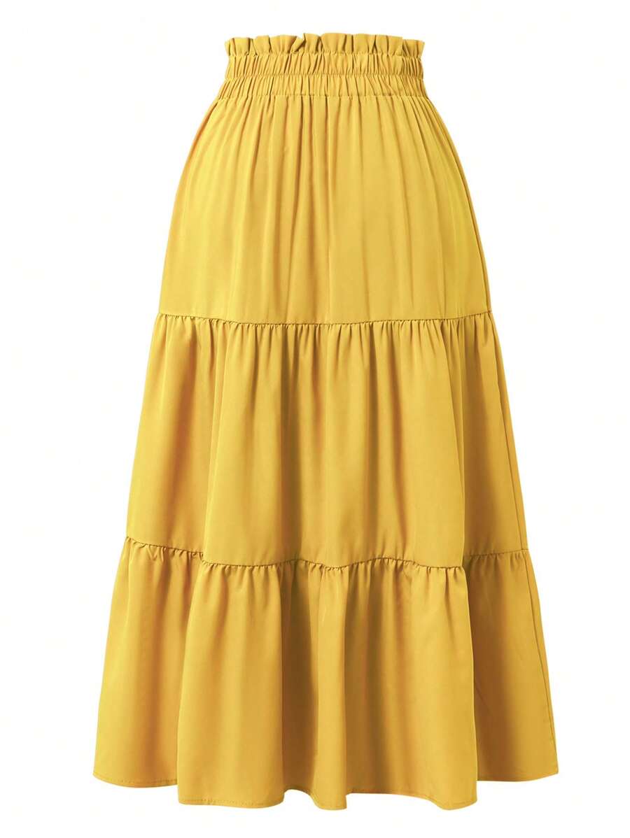 Women's Ditsy Floral Layered Ruffle Elastic Waist Vacation Skirt