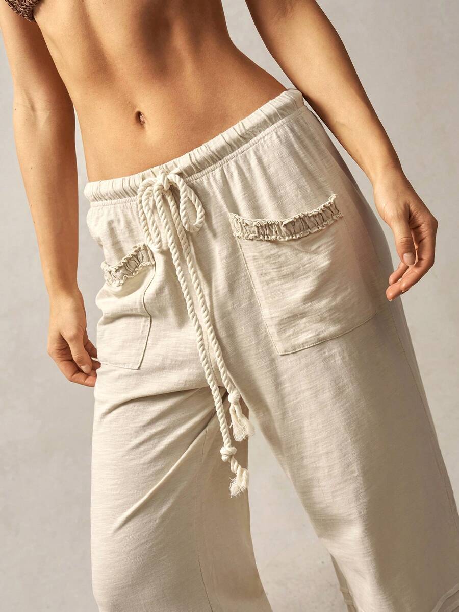 Bohemela Bohemian Style Solid Color High Waist Flare Leg Knit Pants, Spring/Summer Flare Leg Pants Bell Bottom Pants Tiered Ruffle Pants Ruffle Hem Pants,Fall Clothes For Women