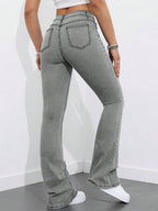 Flexra Women Flared Pocket Casual All-Match Denim Flared Jeans Y2k Bootcut Jeans