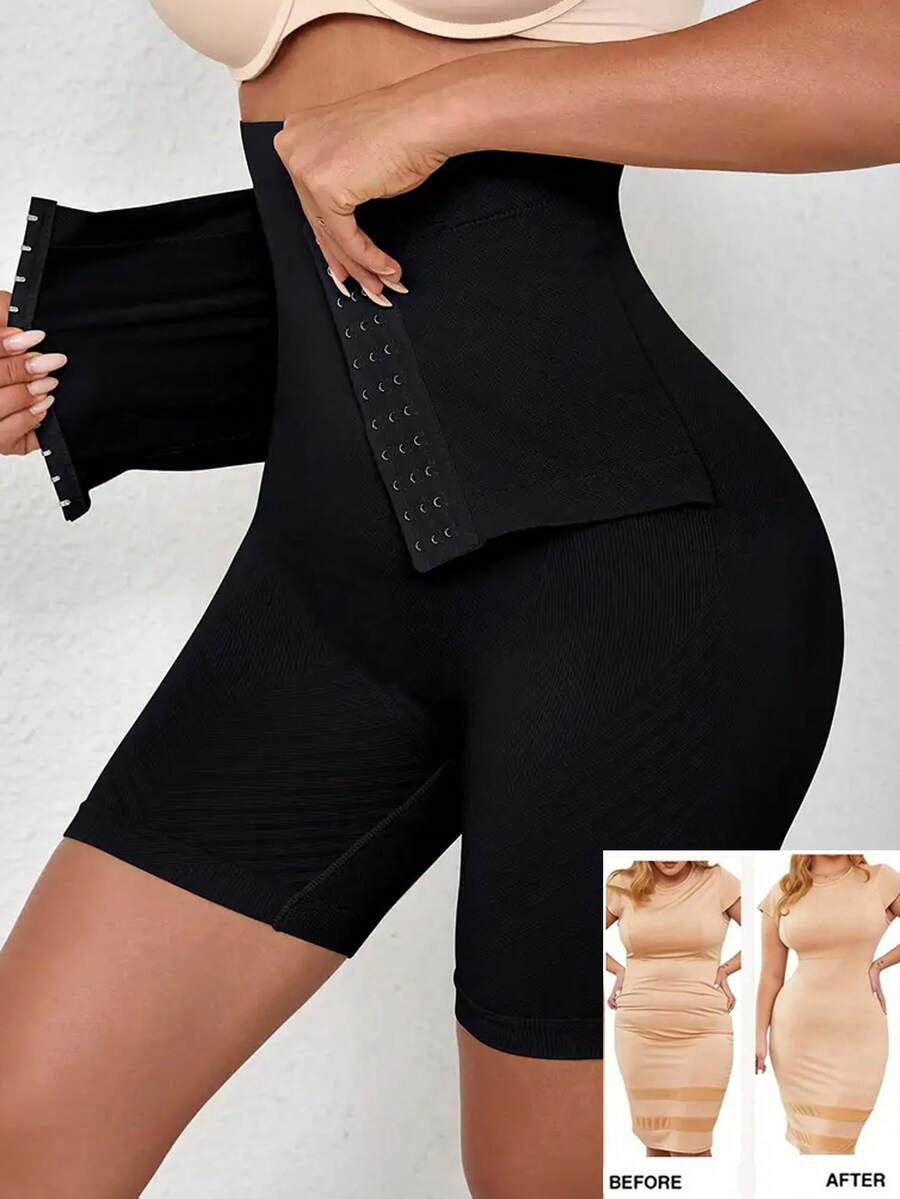 1pc Seamless High Waist Button Closure Tummy Control Panty, Postpartum Shaping Waist Slimming Shorts, Autumn/Winter Underwear