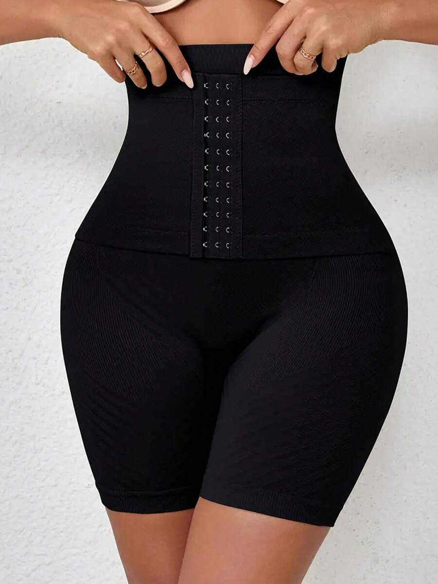 1pc Seamless High Waist Button Closure Tummy Control Panty, Postpartum Shaping Waist Slimming Shorts, Autumn/Winter Underwear