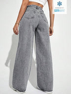 SHEIN ICON Casual Relaxed-Fit High-Waist Straight Leg Denim Jeans